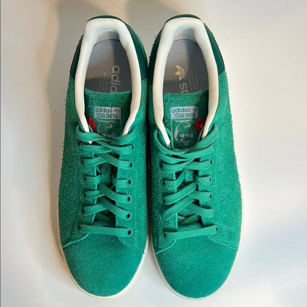 Adidas StanSmith Suede Floral Imprint Court Green Trainer Sneakers Men8 Women9.5